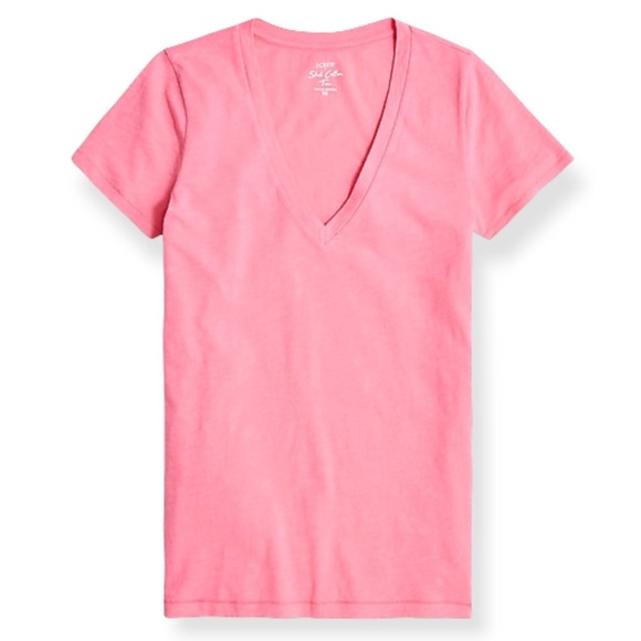 J. CREW V-Neck Tee Vintage Cotton Tea Rose Pink T-Shirt - Picture 2 of 7